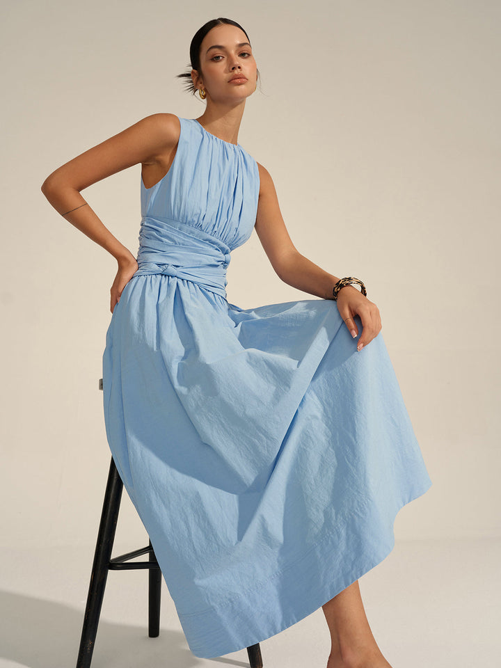 Maxikleid mit geraffter Taille
