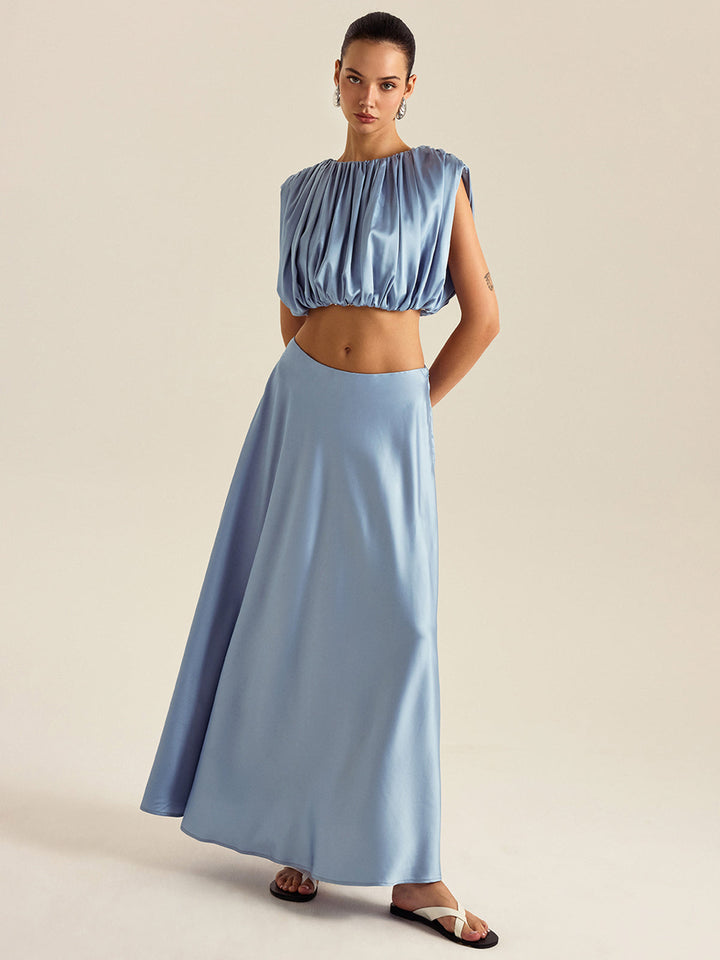Gerüschtes Crop-Top-Rock-Set