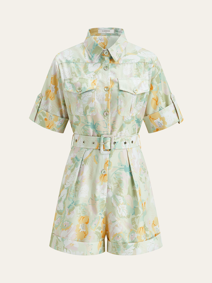 Taschen-Gürtel Blumenmuster Jumpsuits