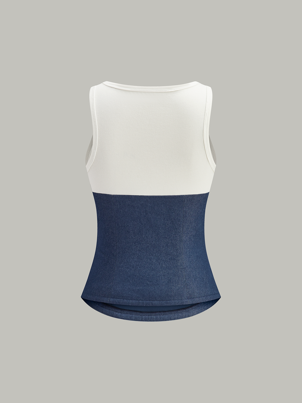Baumwoll-Faux-Denim-Tanktop mit Einsätzen