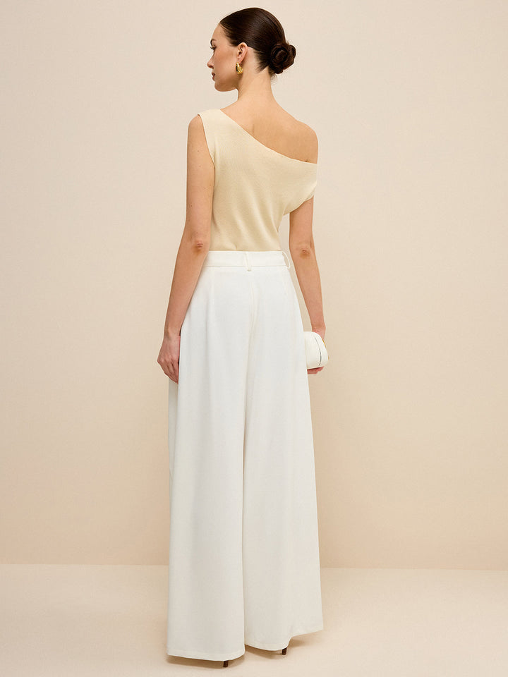 High-Waisted Wide-Leg Pants mit Seitenschlitzen