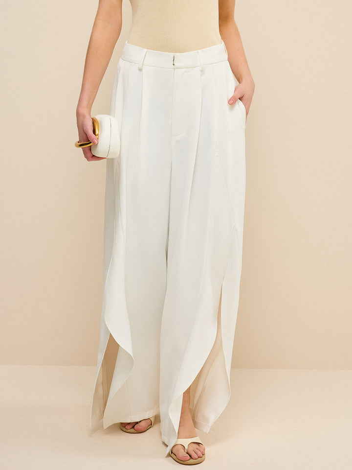 High-Waisted Wide-Leg Pants mit Seitenschlitzen