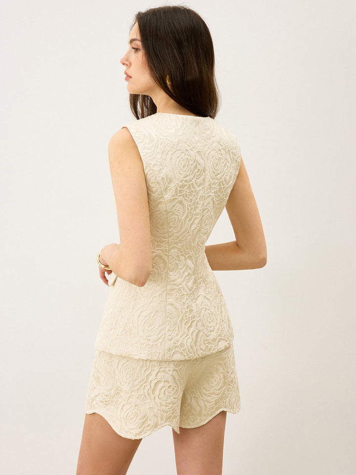 Texturiertes Jacquard-Weste mit Metallknopf
