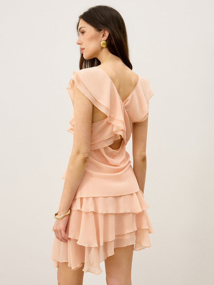 Semi-Sheer Ruffled Chiffon Bluse