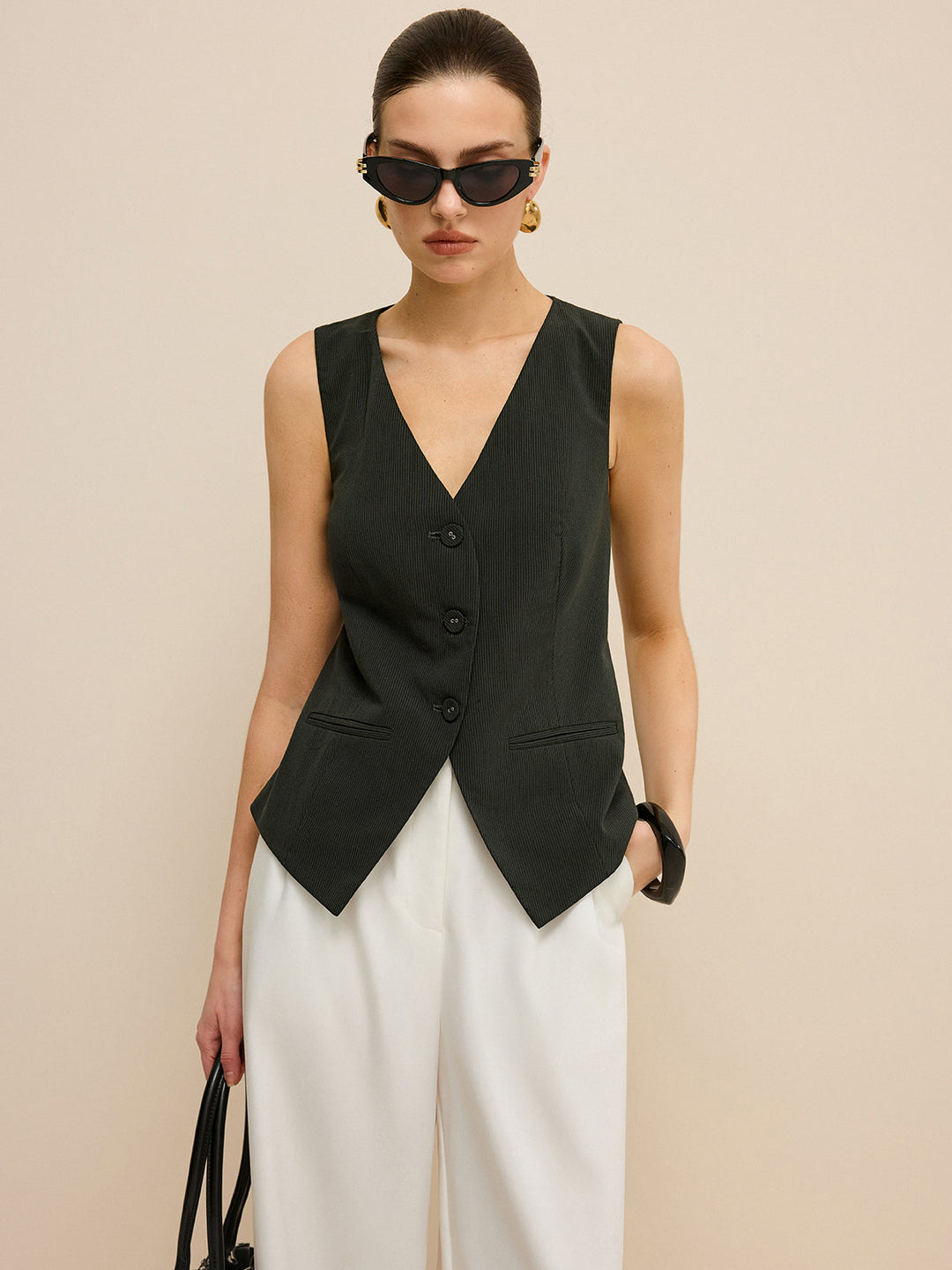 Pinstripe V-Neck Weste