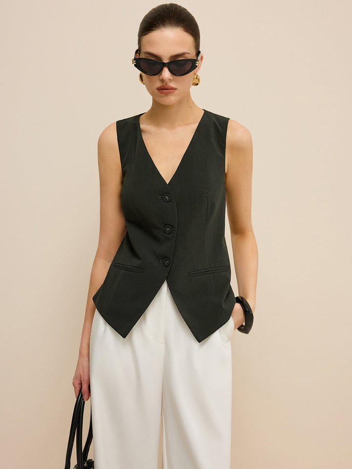 Pinstripe V-Neck Weste