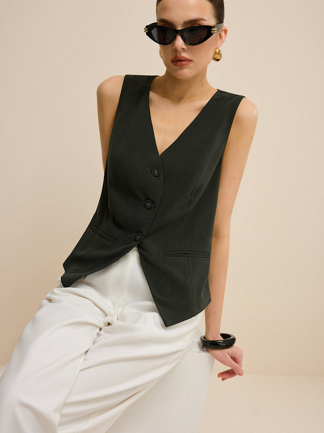 Pinstripe V-Neck Weste