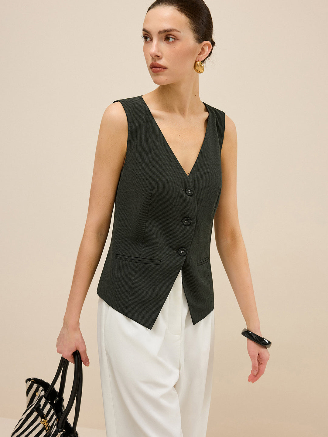 Pinstripe V-Neck Weste