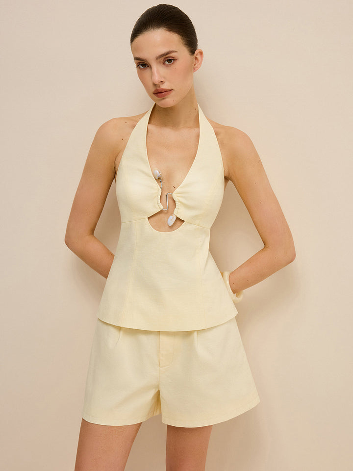 Halter Cut-Out Oberteil und Shorts Set