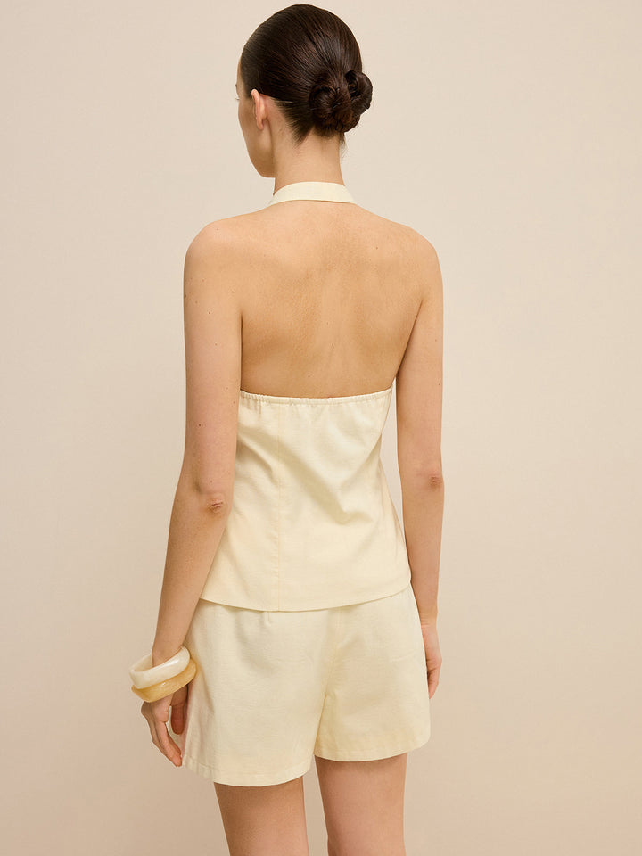 Halter Cut-Out Oberteil und Shorts Set