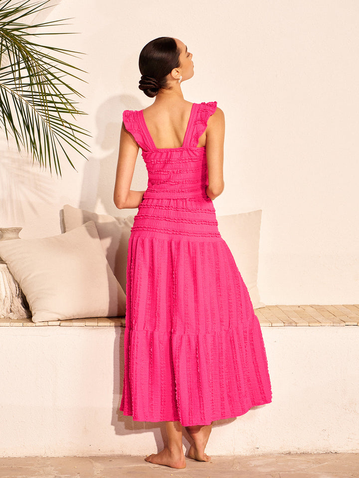 Raffungen Crop-Top und Maxikleid Set