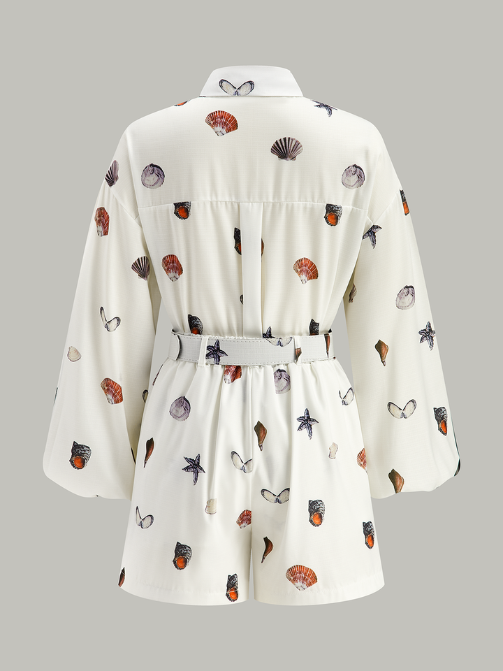 Gürtel-Romper mit Muschelprint