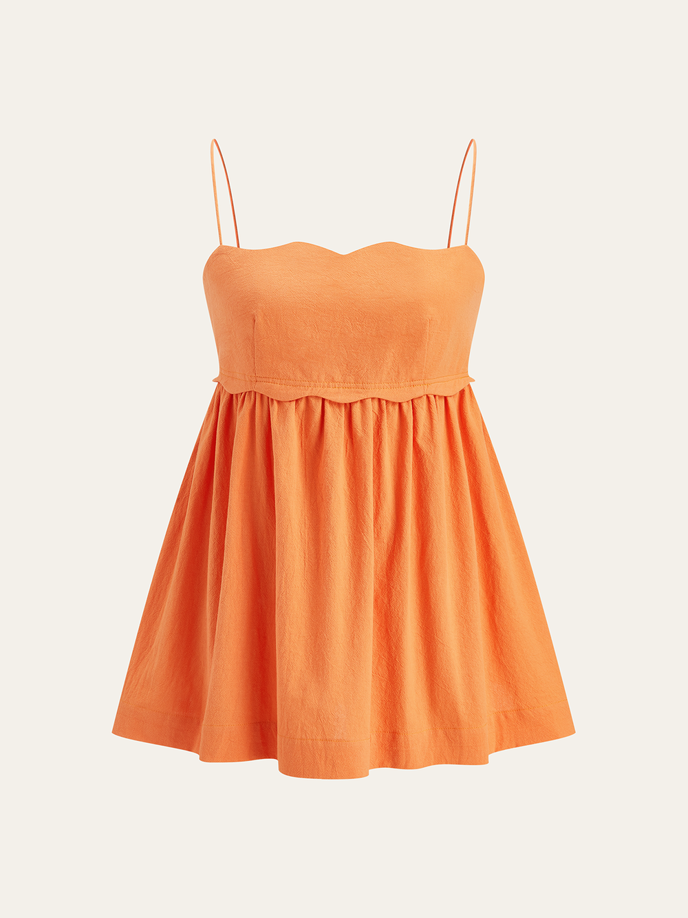 Scallop-Saum-Camisole-Oberteil-und-Shorts-Set