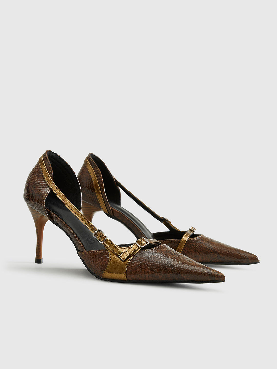 Schlangenleder-Druck Schnallenpumps