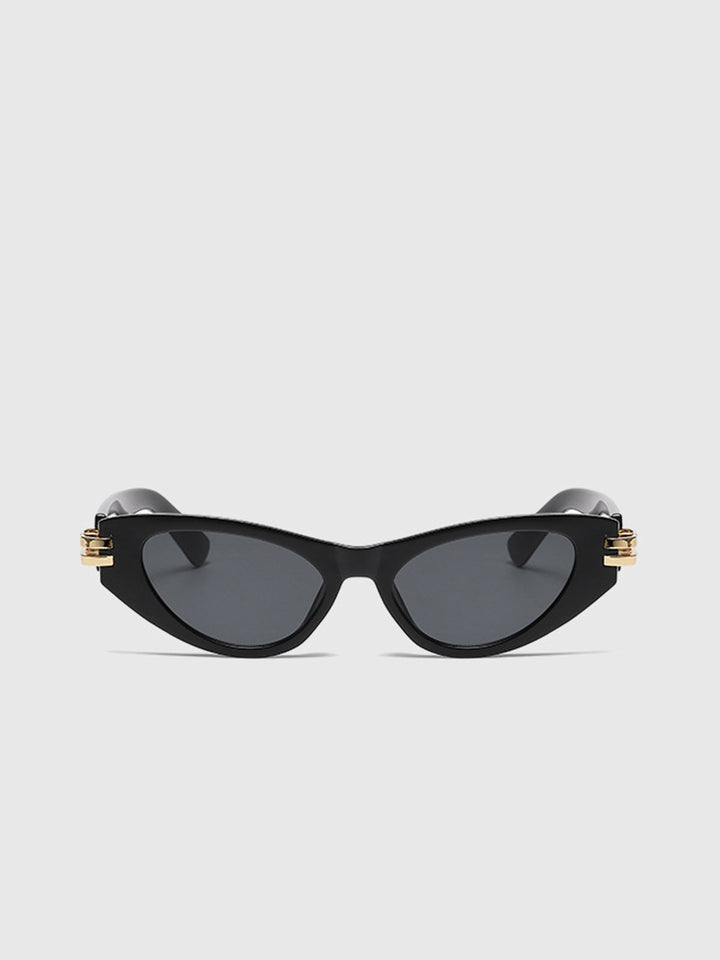 Katzenaugen-Sonnenbrille mit schwarzem Rahmen