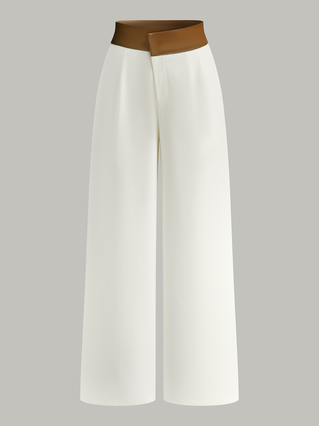 Faux-Leder 2-Tonige High-Waist Schlaghosen