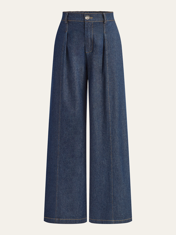High-Waisted Wide-Leg Denim Pants auf Deutsch