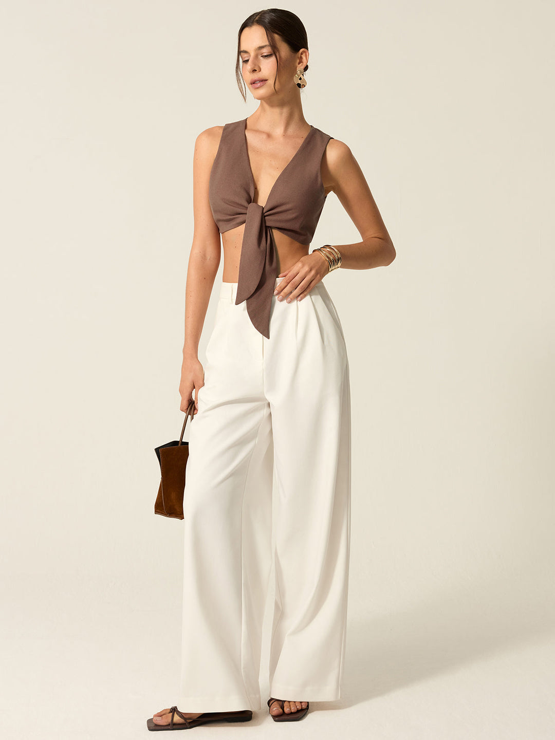 Crop-Top mit Bindung vorne