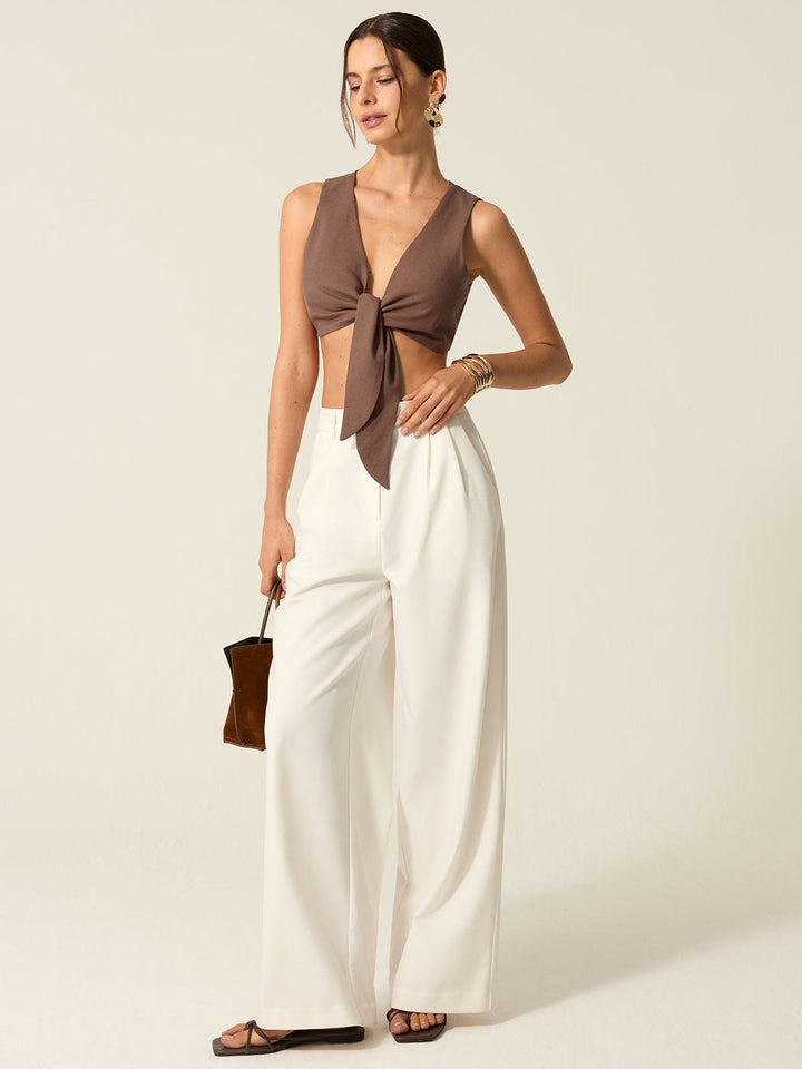 Crop-Top mit Bindung vorne
