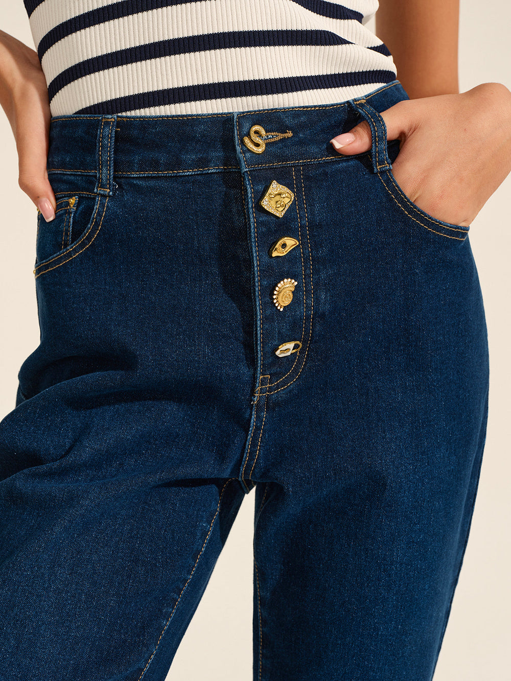 Denim Metal Deko Schlaghosen