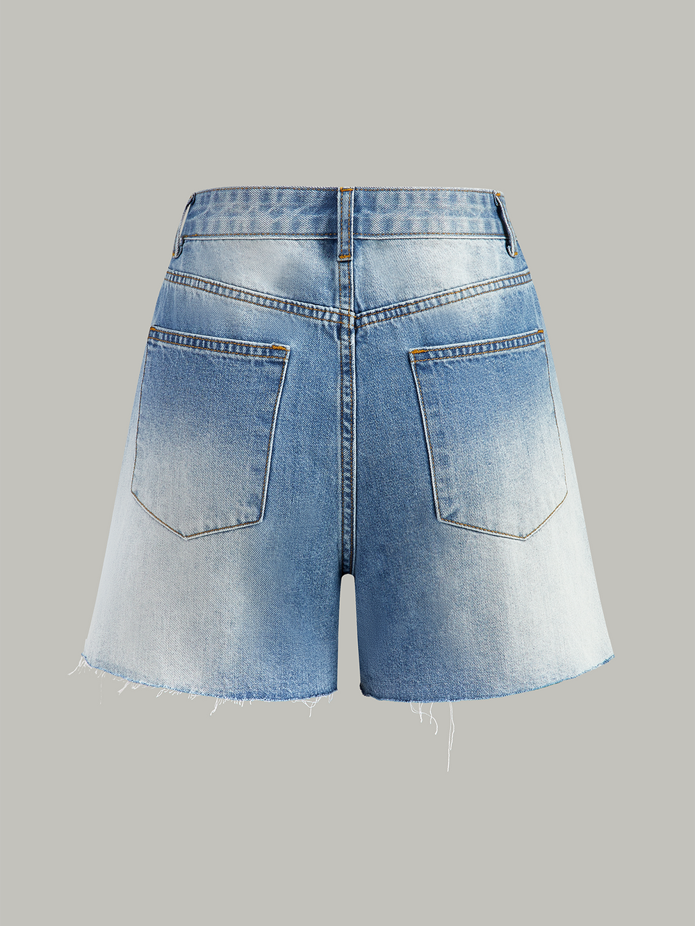 Asymmetrische Distressed-Denim-Shorts mit Taille