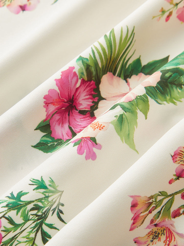 Florales Midi-Kleid mit Gürtel