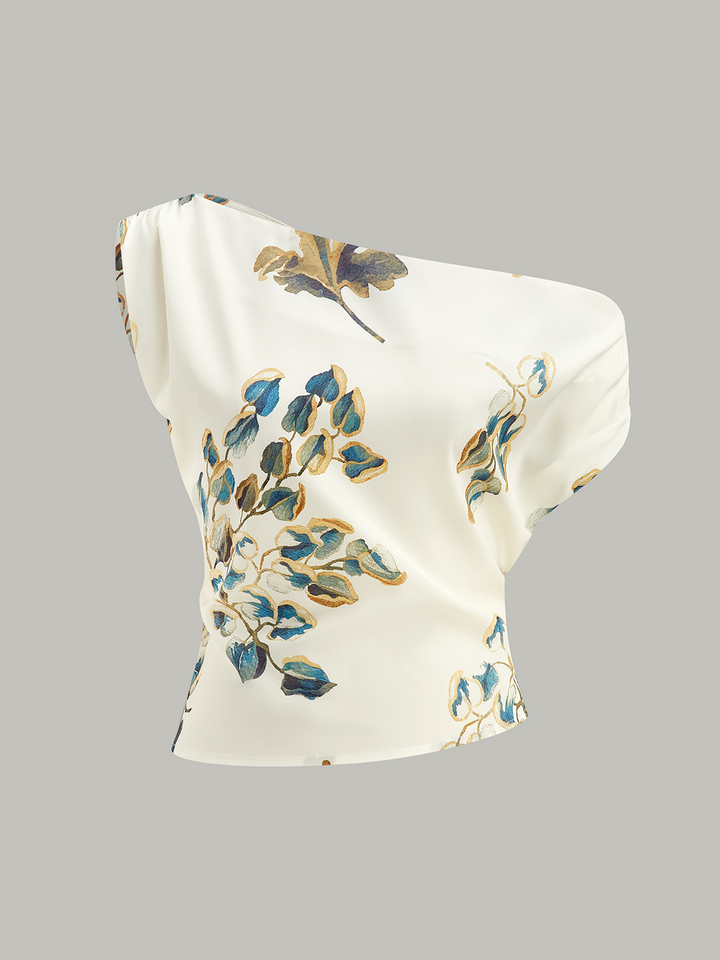 One-Shoulder-Oberteil mit Blumenmuster