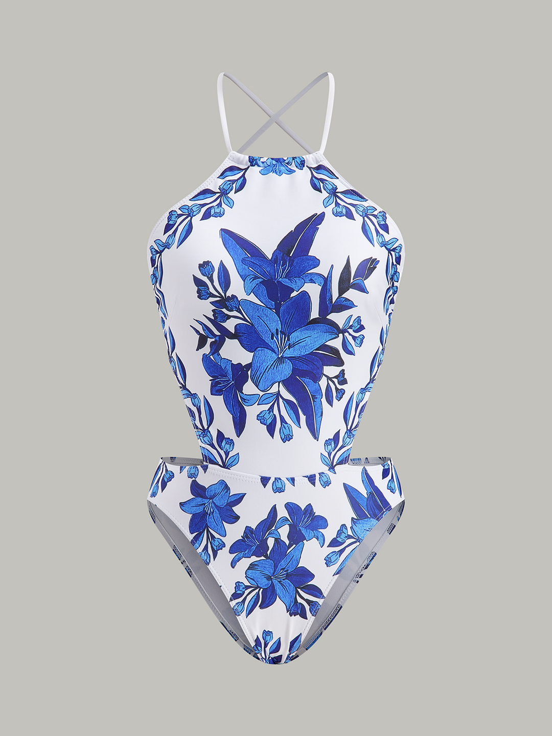 Floral Print Back Tie One-Piece Swimsuit Mit Abdeckung Rock