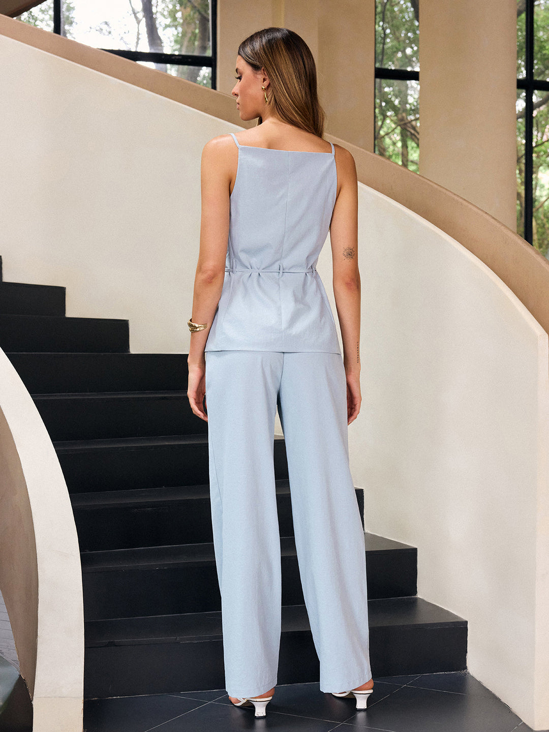 Button-Front Krawatten-Cami-Oberteil
