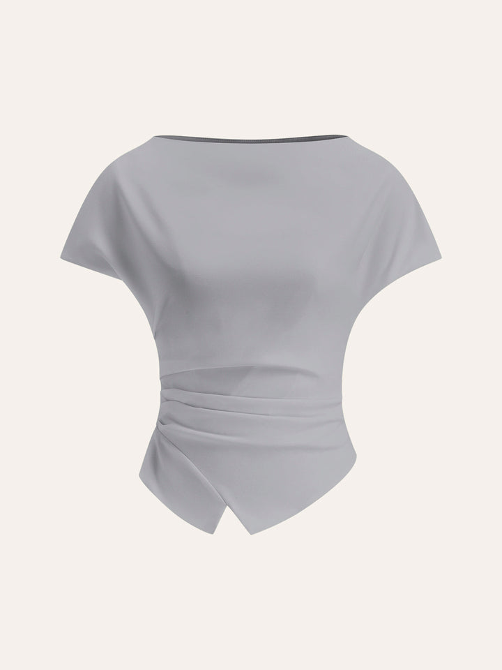 Asymmetrisches T-Shirt mit Raffung