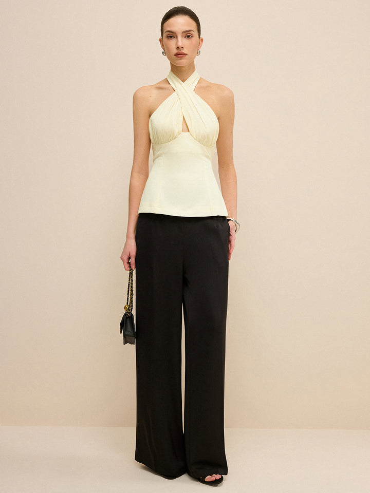 Cross-Over Halter-Top mit Rückenausschnitt