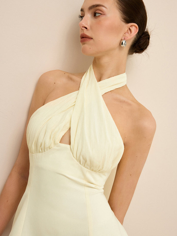 Cross-Over Halter-Top mit Rückenausschnitt