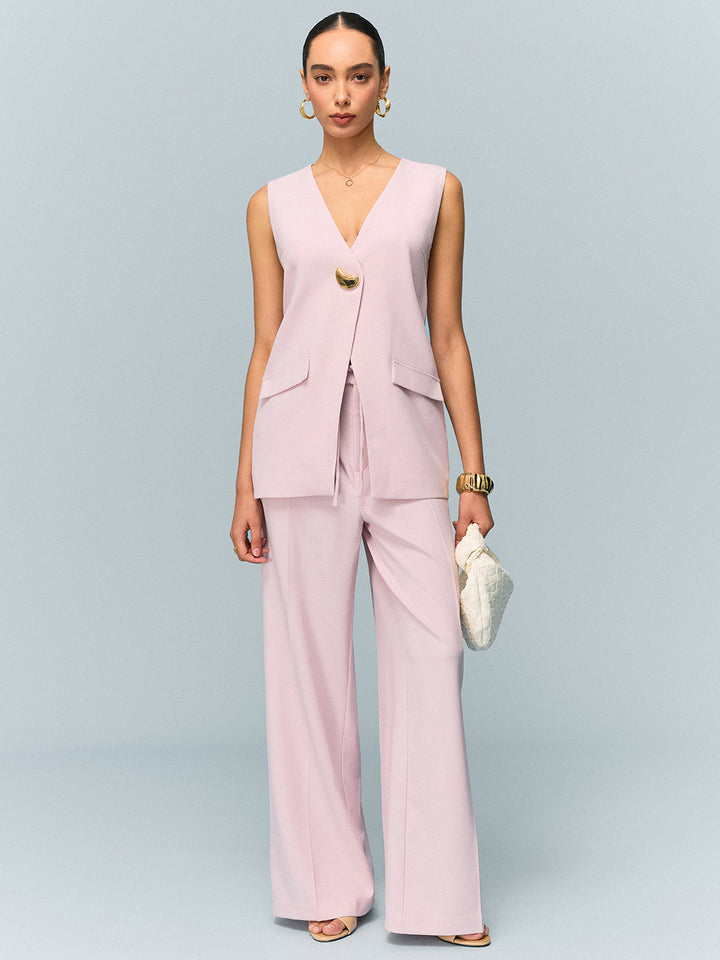 High-Waisted Weitbeinige Hose mit Bindedetail