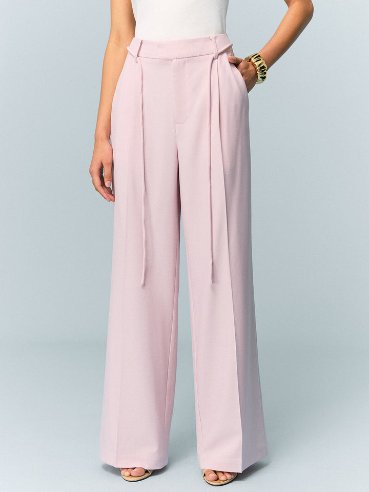 High-Waisted Weitbeinige Hose mit Bindedetail