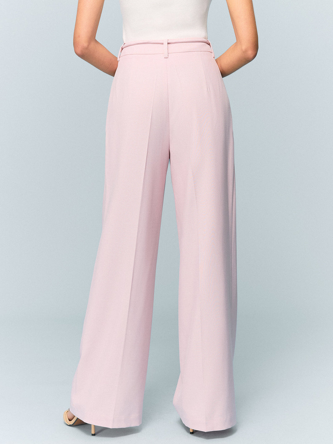 High-Waisted Weitbeinige Hose mit Bindedetail