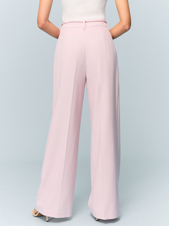 High-Waisted Weitbeinige Hose mit Bindedetail