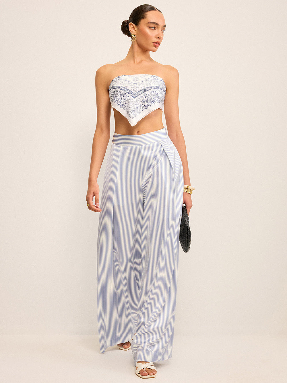 High-Waisted Gestreifte Marlenehose