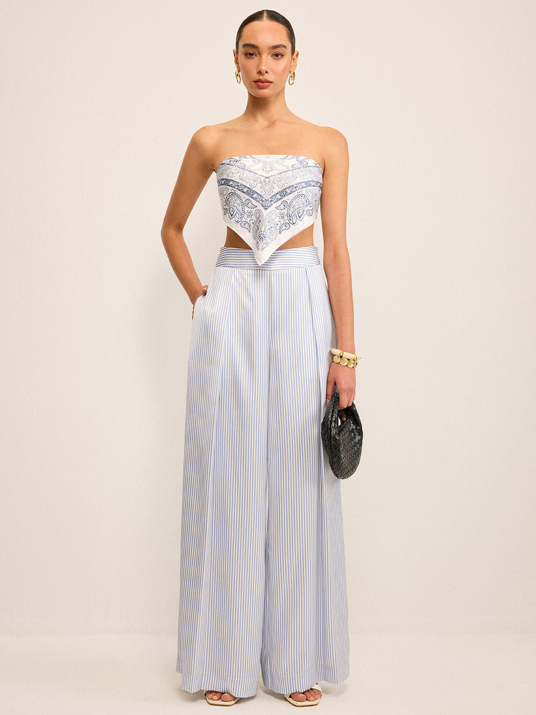 High-Waisted Gestreifte Marlenehose