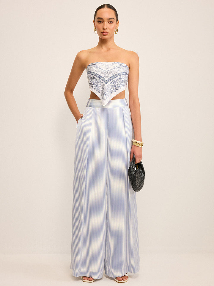 High-Waisted Gestreifte Marlenehose