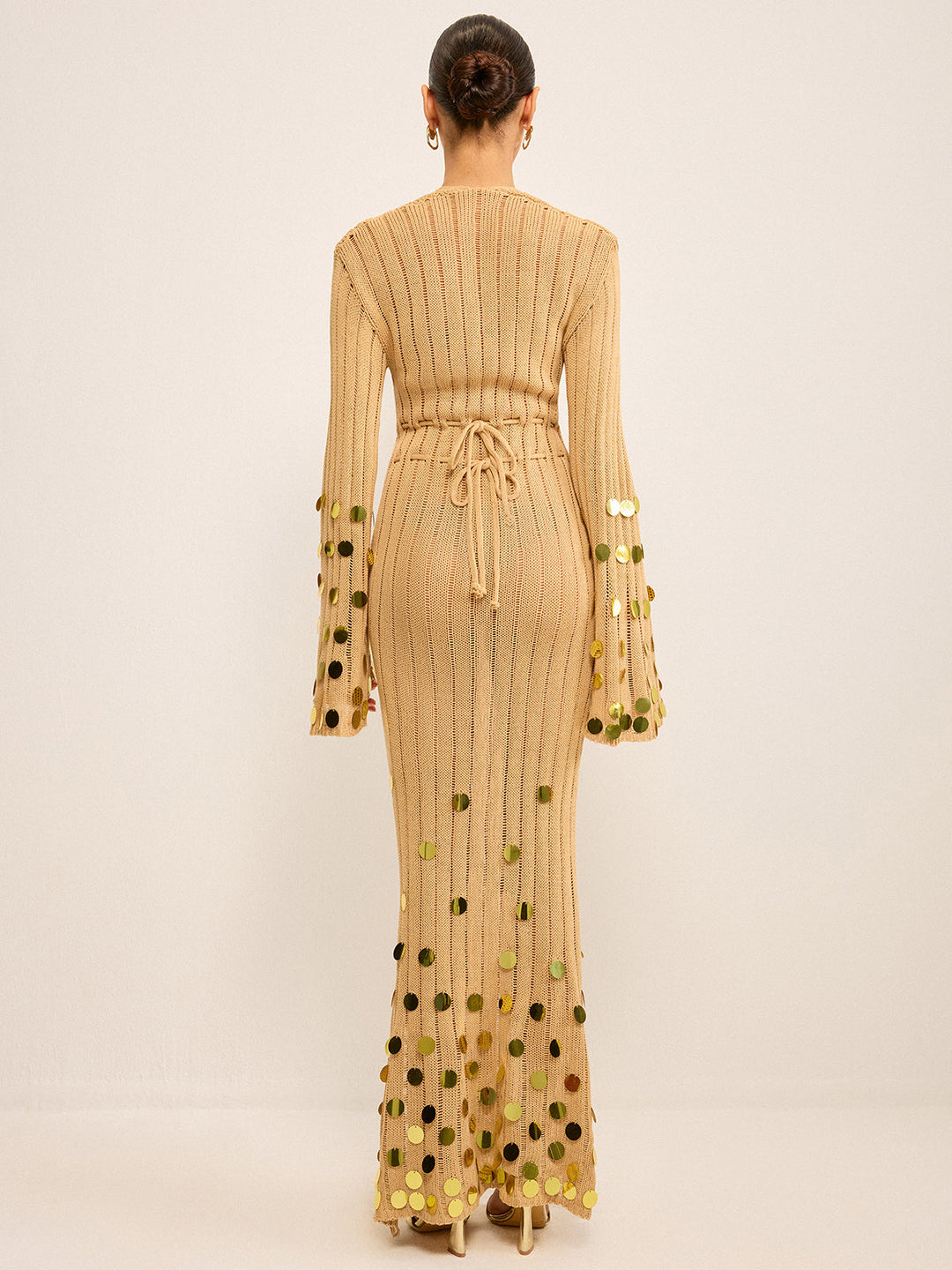 Strick Maxikleid mit Paillettenbesatz