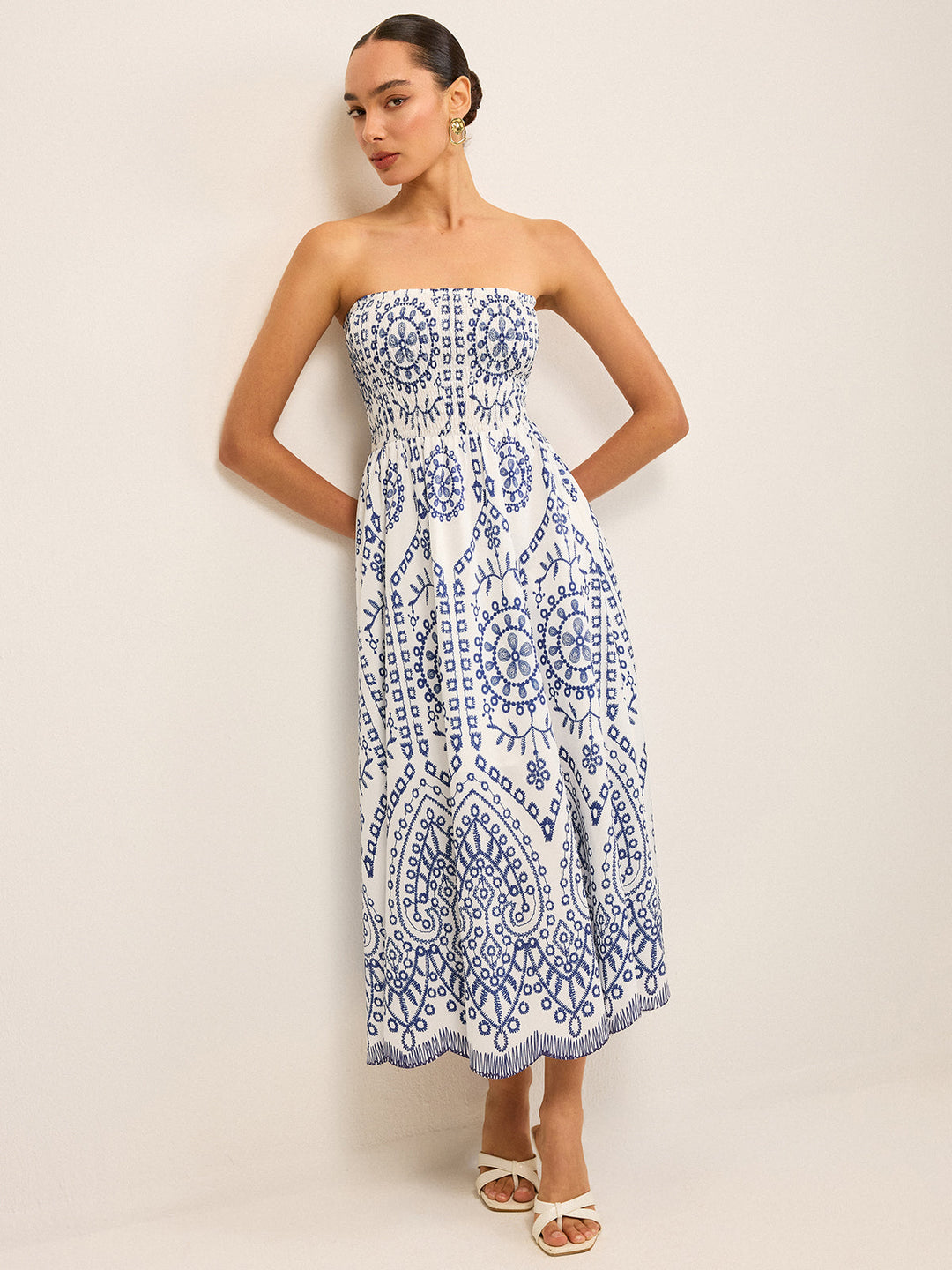 Ärmelloses Boho Maxikleid