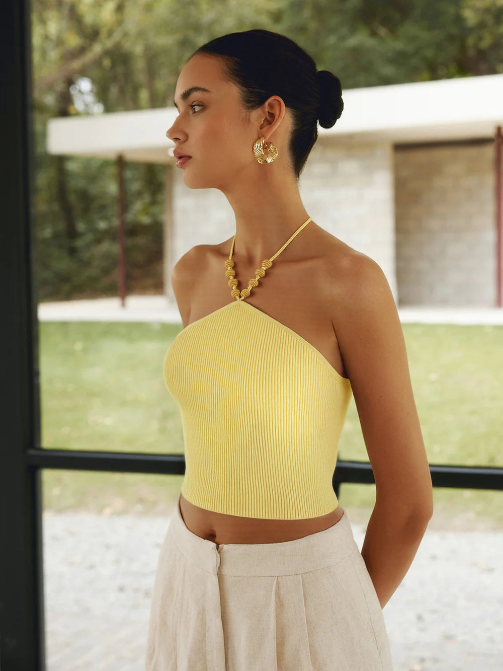Rippstrick Neckholder Crop Top
