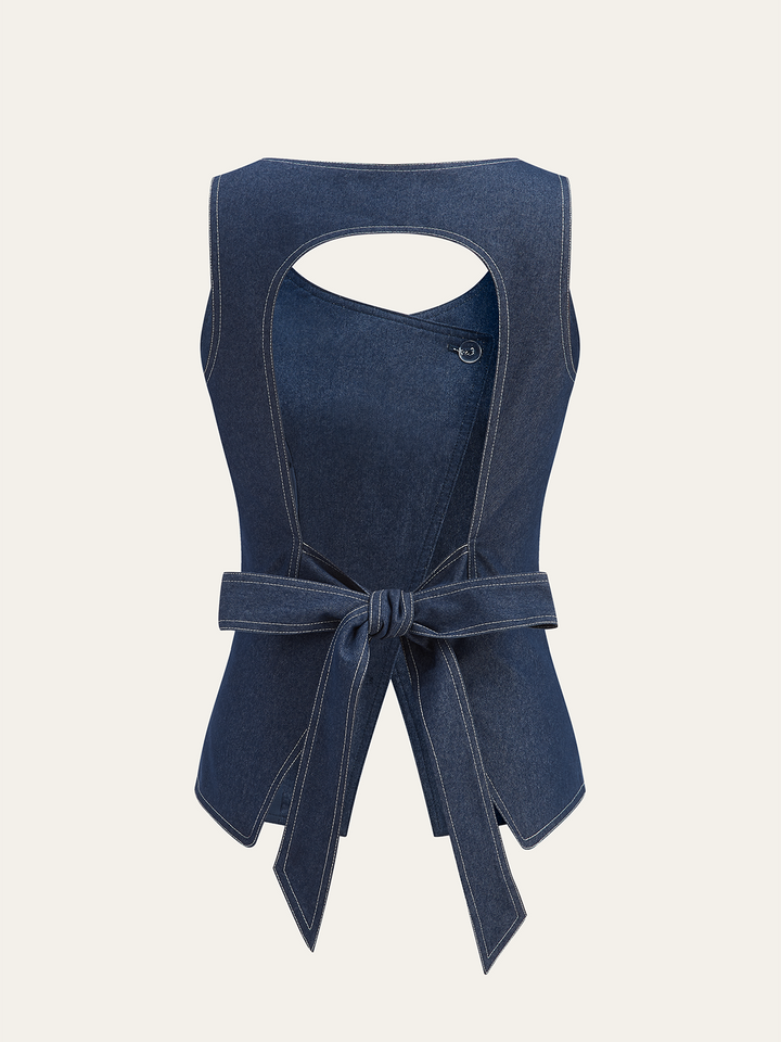 Asymmetrische Weste mit Schleifen-Detail