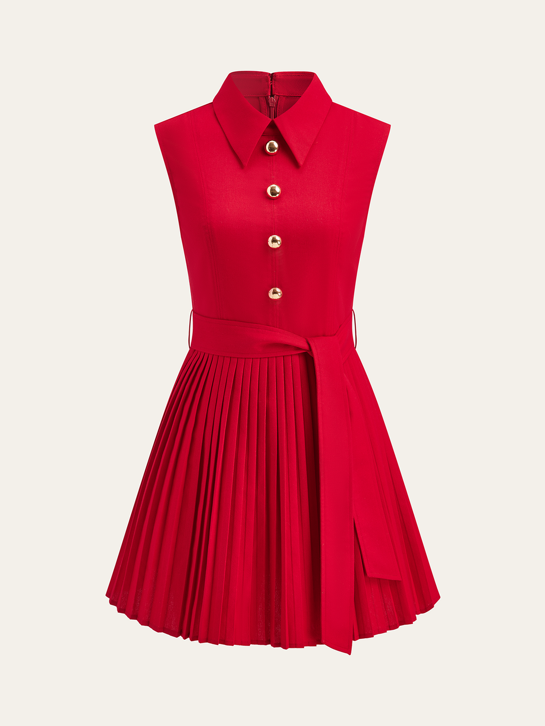 Shirt-Kragen Kleid mit Gürtel und Falten