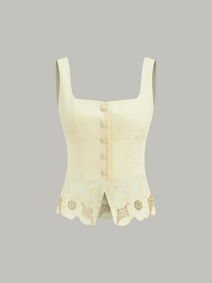 Leinen & Baumwolle Bestickte Tanktop