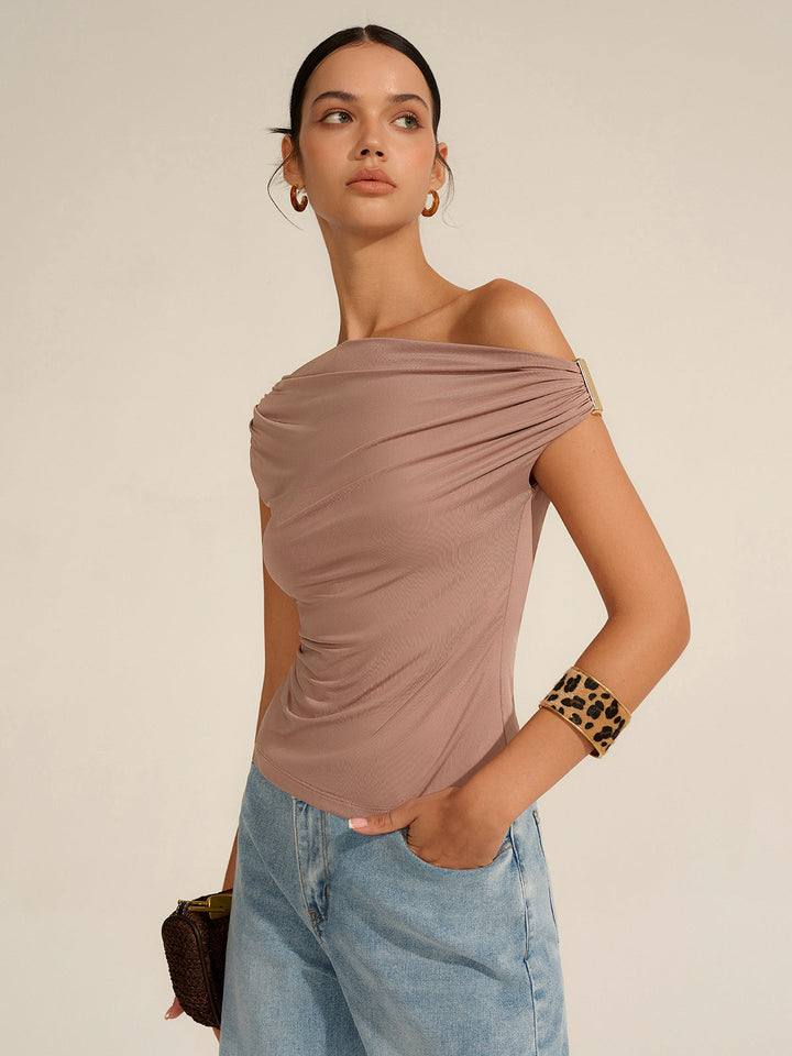 Gerüschtes One-Shoulder-Oberteil