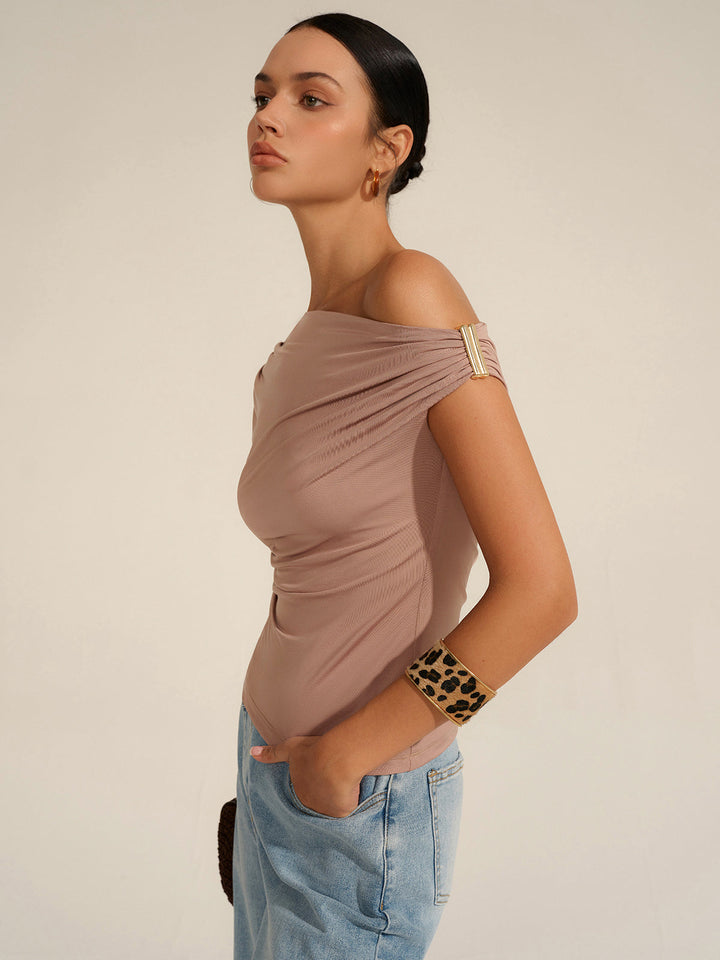 Gerüschtes One-Shoulder-Oberteil