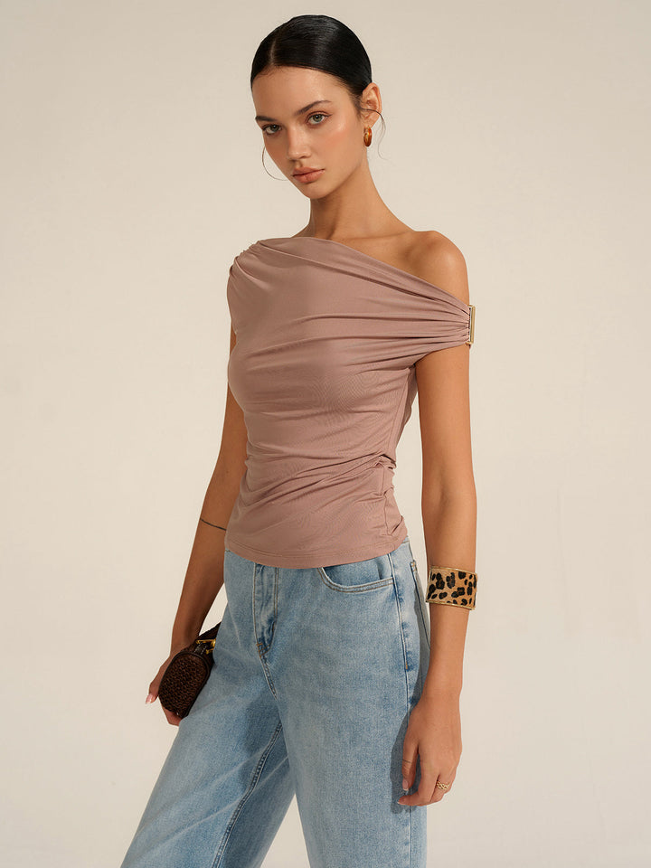 Gerüschtes One-Shoulder-Oberteil