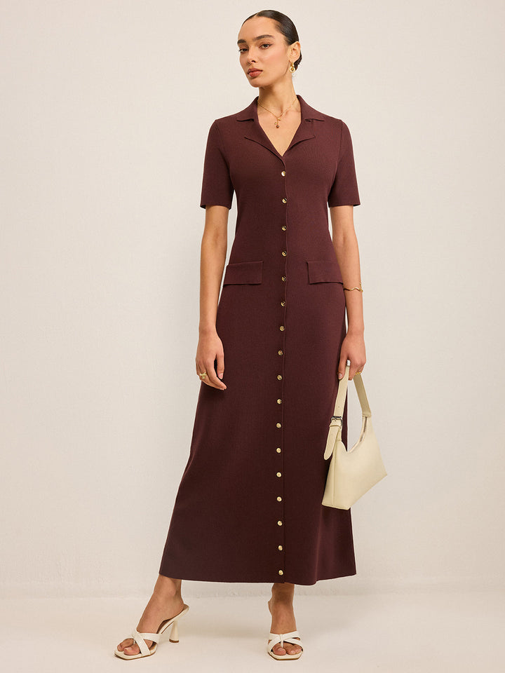 Maxikleid mit aufgesetzter Knopfleiste