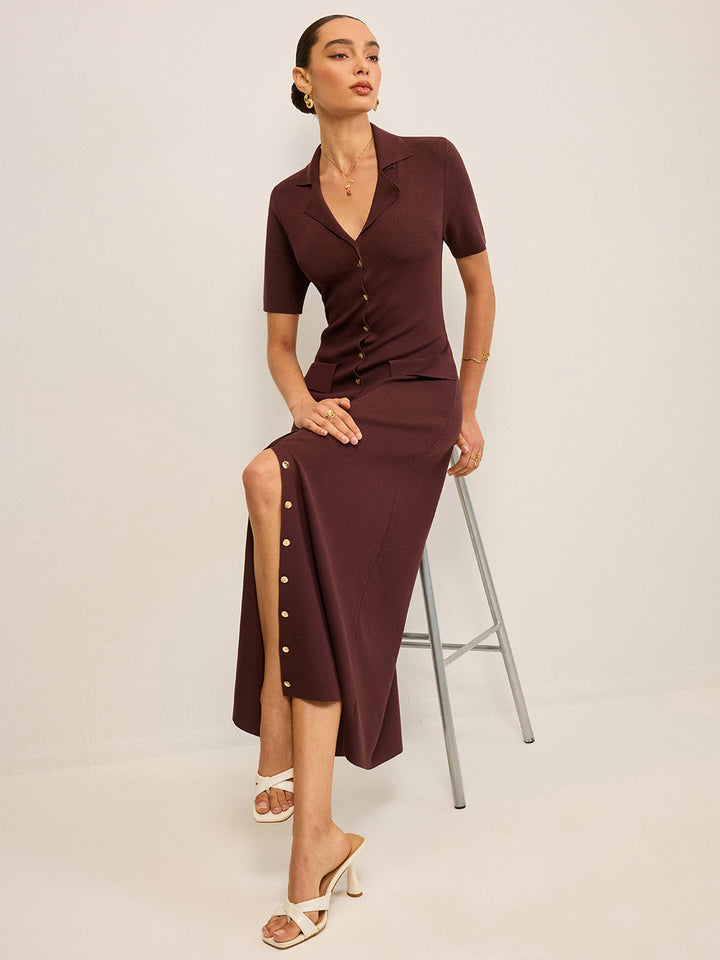 Maxikleid mit aufgesetzter Knopfleiste